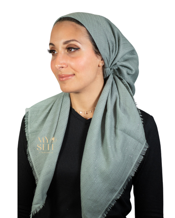 Tie Ur Knot Speckled Shimmer Mint Adjustable Pre-Tied Bandanna with Full Grip myselflingerie.com